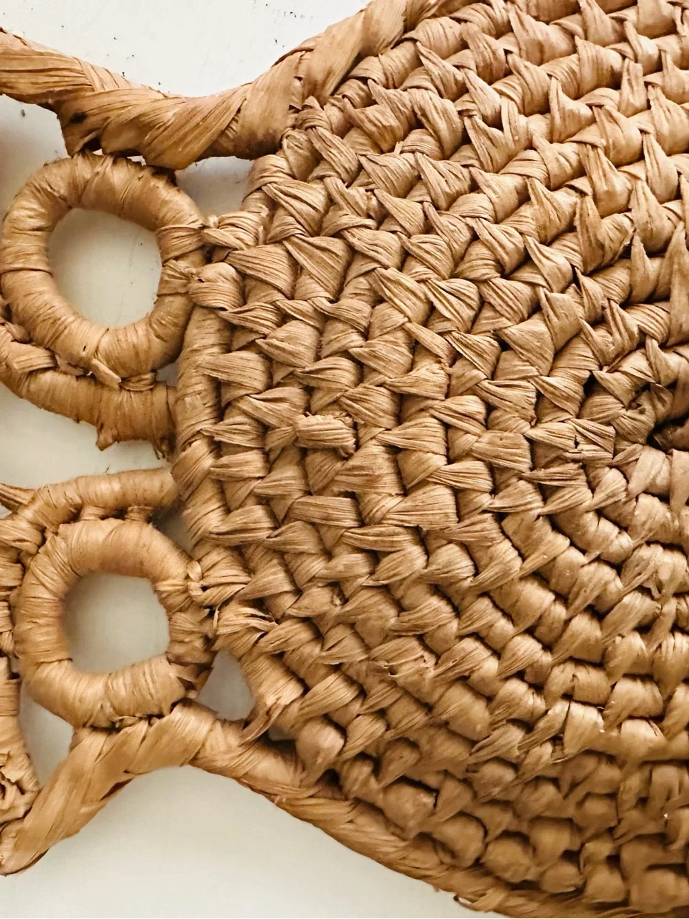 Rattan Handwoven Owl Basket - Natural Straw Accent